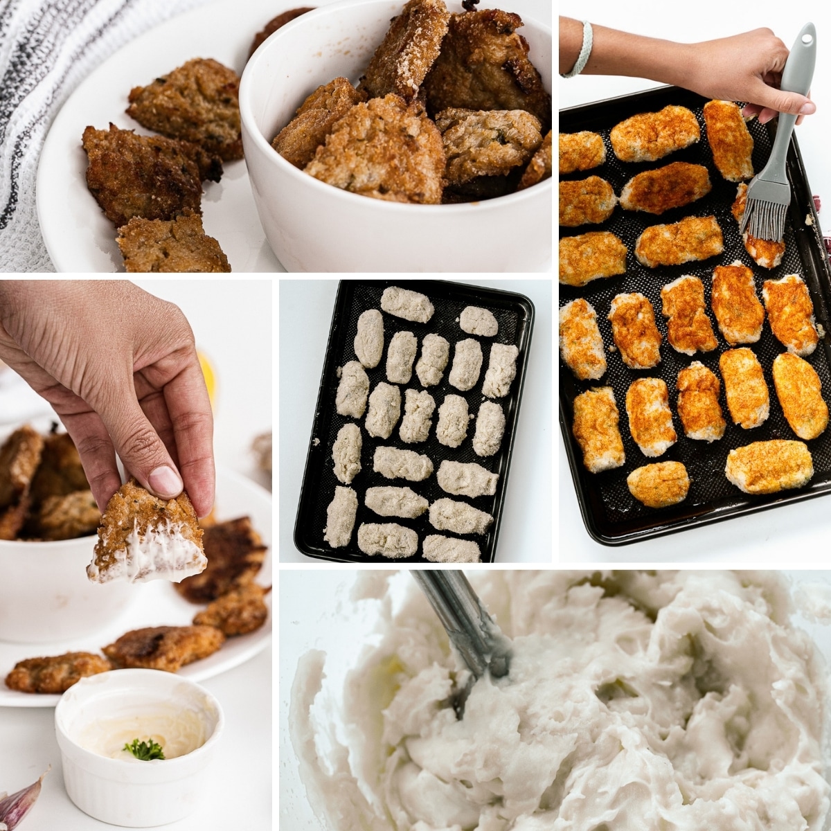 how to make cauliflower nuggets collage