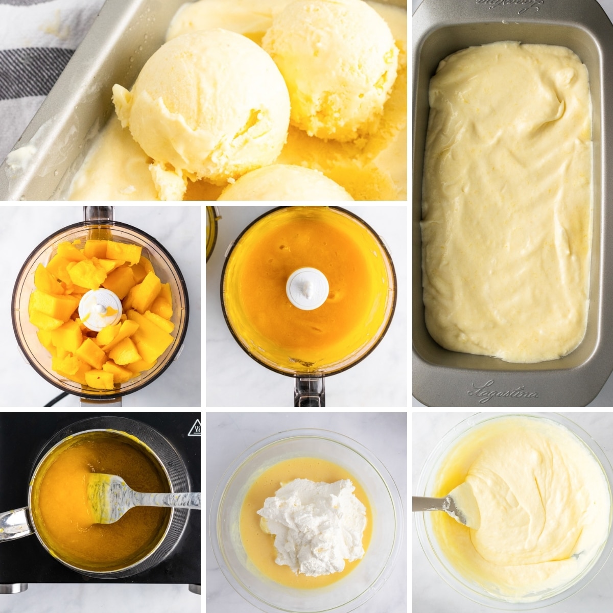how to make homemade mango ice cream collage