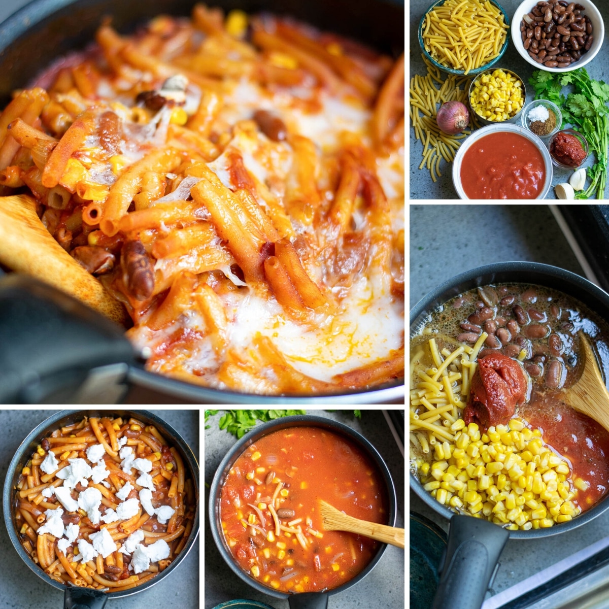 how to make vegan chili Mac collage