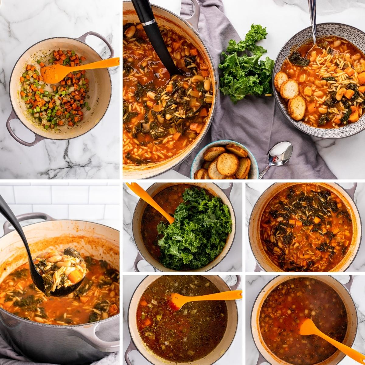 how to make tuscan kale soup collage