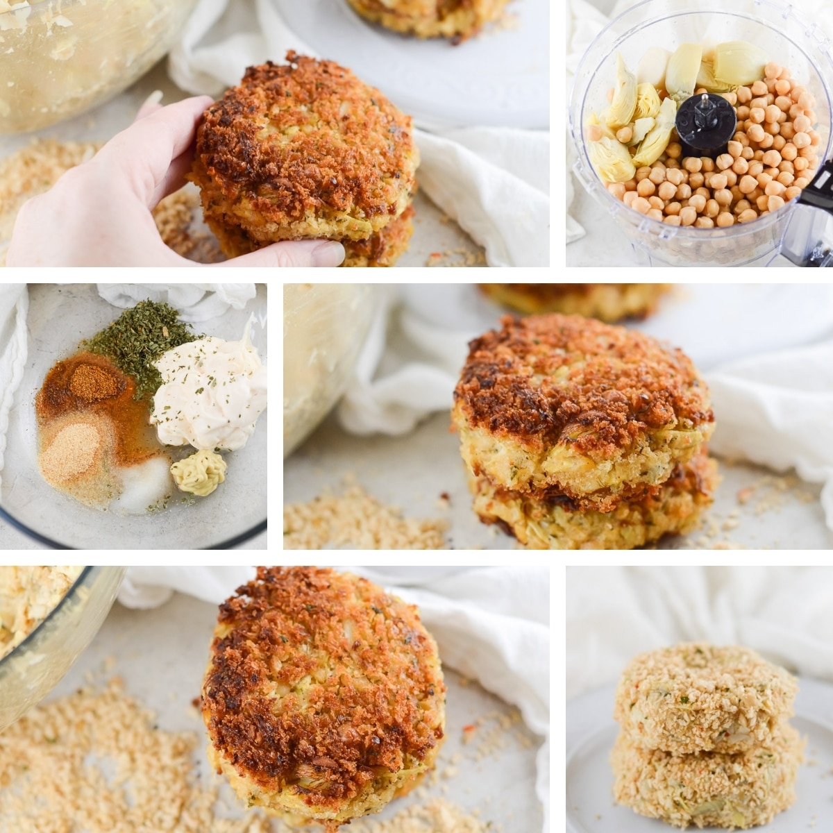 vegan crab cakes collage