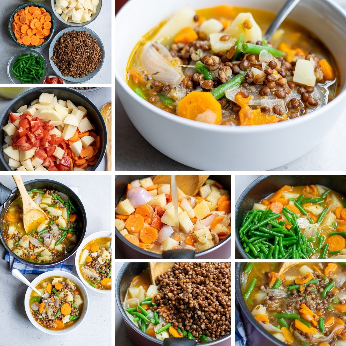 vegan lentil soup collage