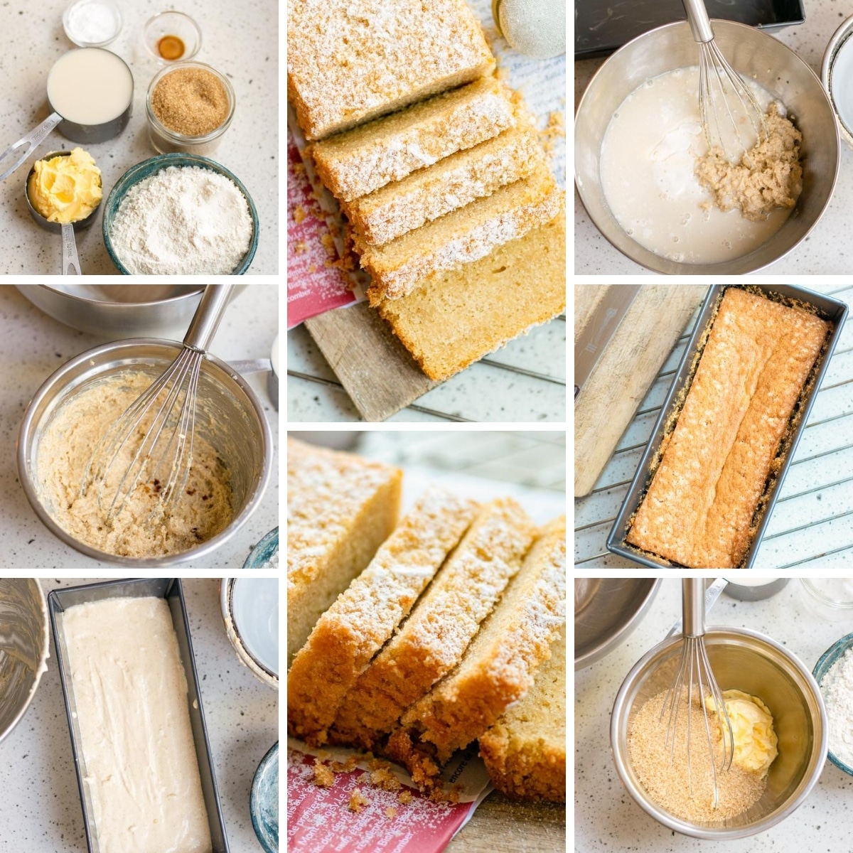 collage of images showing how to make vegan pound cake