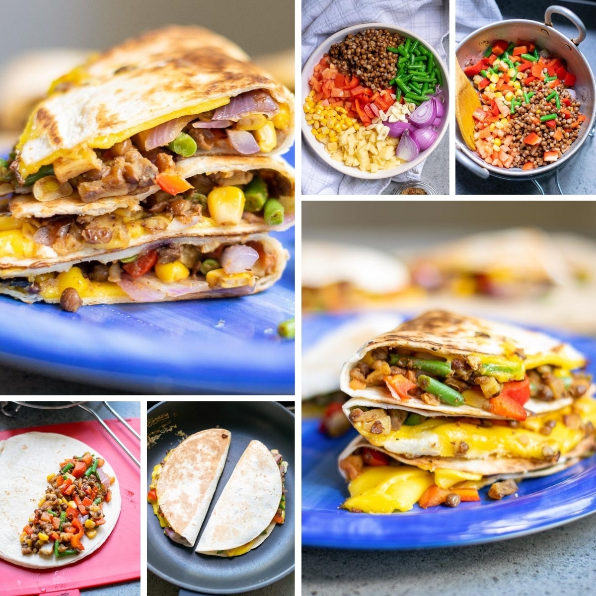 how to make veggie quesadillas collage