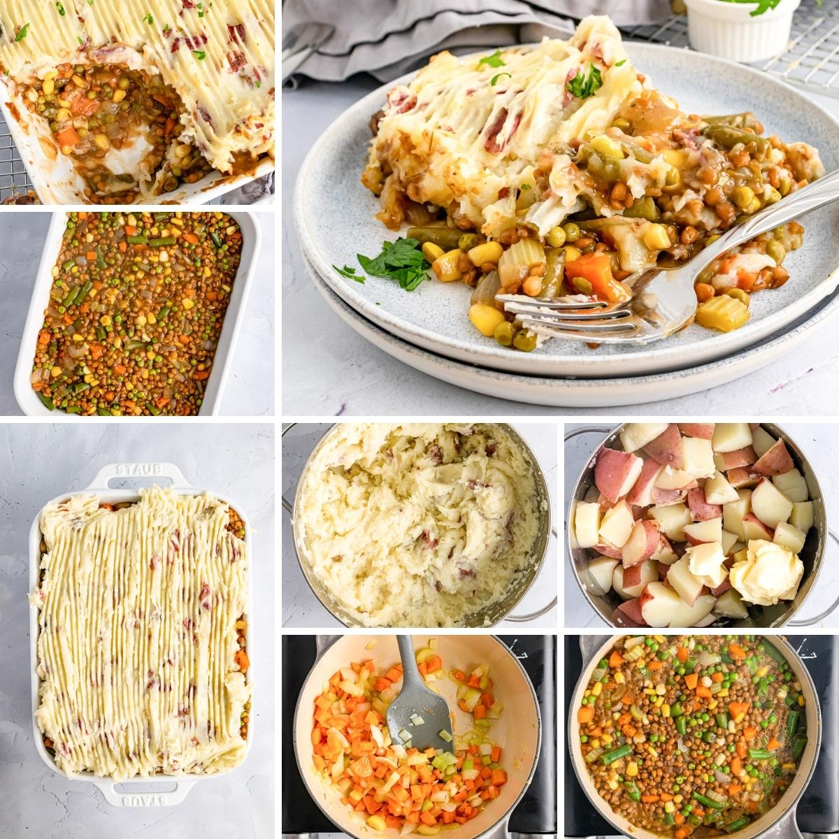 how to make vegan shepherd's pie collage