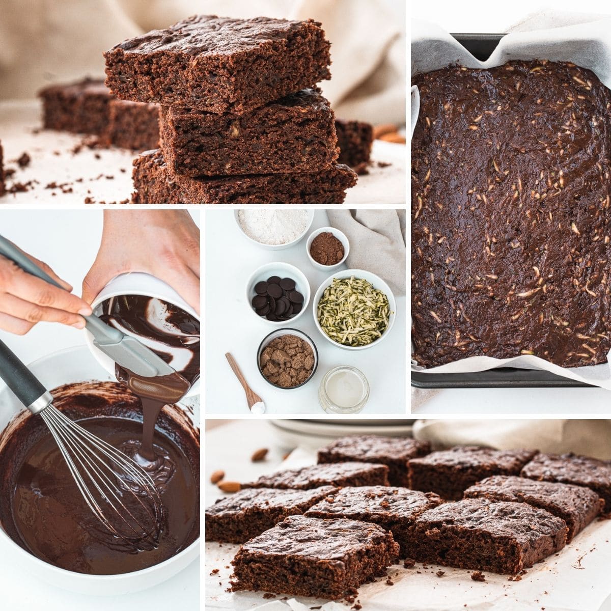 how to make vegan zucchini brownies collage