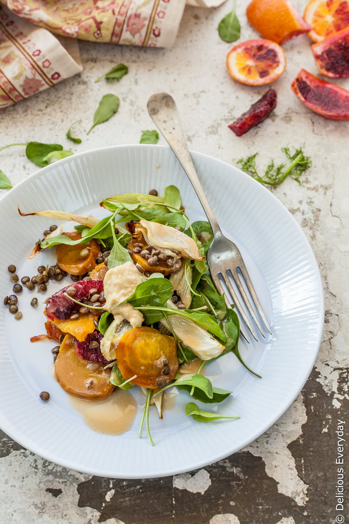 Even on the coldest and dreariest winters day, this beautiful vegan Roast Beetroot Salad with Lentils, Fennel and Blood Orange will brighten up your day. And your palate!