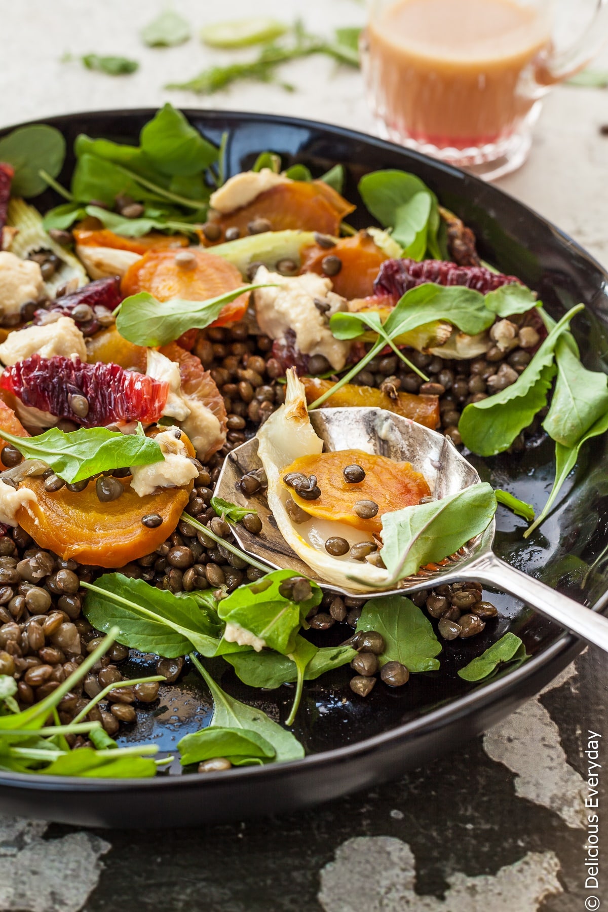 Even on the coldest and dreariest winters day, this beautiful vegan Roast Beetroot Salad with Lentils, Fennel and Blood Orange will brighten up your day. And your palate!