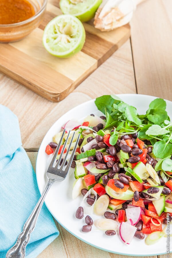 Mexican Black Bean Salad Recipe with Cumin Lime and Smoked Paprika Dressing | DeliciousEveryday.com