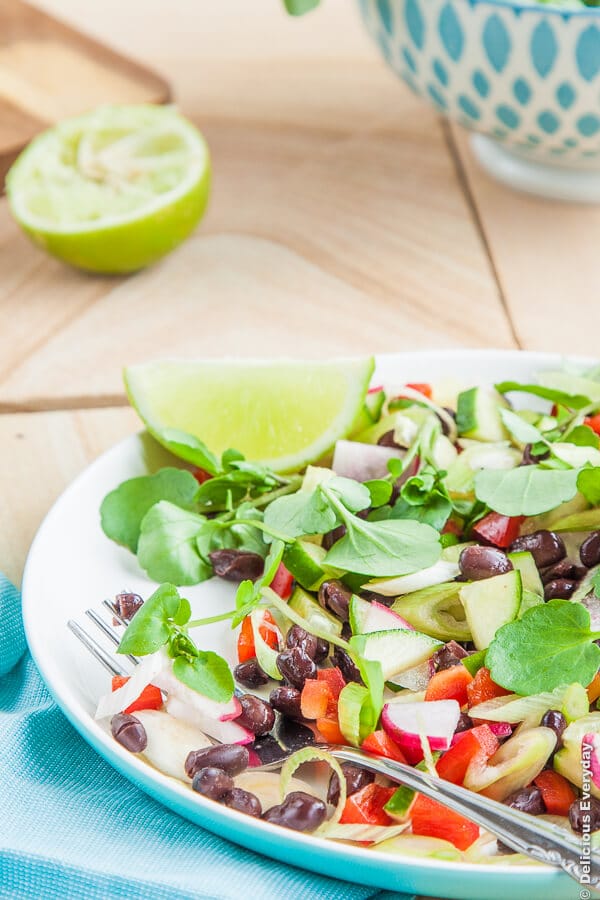 Mexican Black Bean Salad Recipe with Cumin Lime and Smoked Paprika Dressing | DeliciousEveryday.com