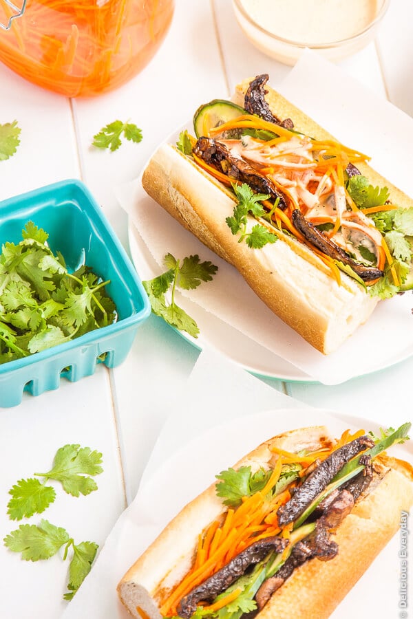 Portobello Mushroom Banh Mi with Sriracha Mayonnaise | deliciouseveryday.com