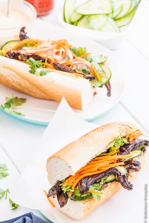 Portobello Mushroom Banh Mi with Sriracha Mayonnaise | deliciouseveryday.com