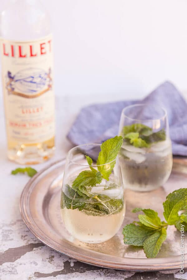 This delicious, light and refreshing aperitif is made from Lillet, Elderflower Cordial and Mint | Click for the recipe