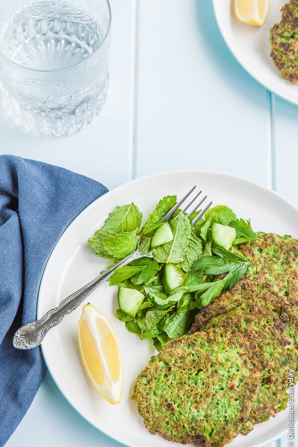 Pea & Mint Pancakes recipe - these bright and light sweet pea pancakes are perfect for weekend brunch and are gluten free | DeliciousEveryday.com