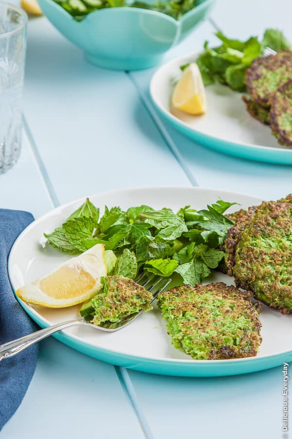 Pea & Mint Pancakes recipe - these bright and light sweet pea pancakes are perfect for weekend brunch and are gluten free | DeliciousEveryday.com