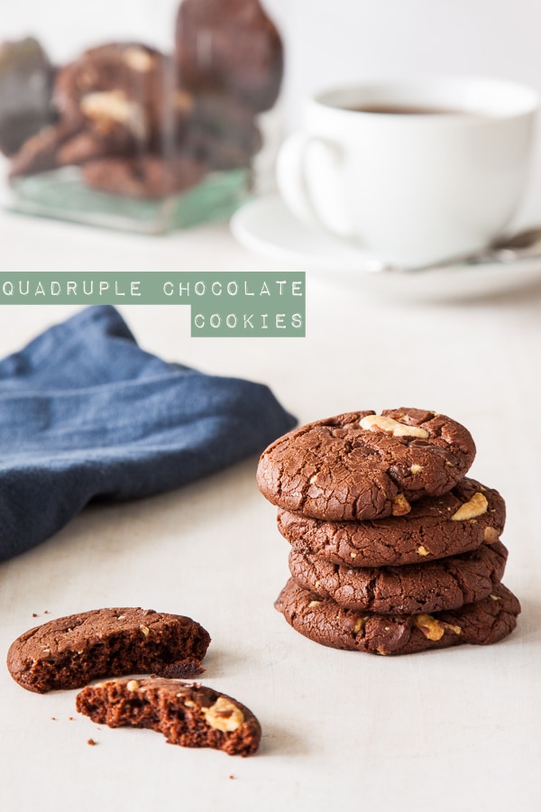 Quadruple chocolate cookies recipe | The easiest chocolate cookies you will ever make! DeliciousEveryday.com