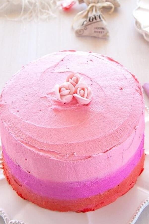 Pink Ombre Ruffles & Roses 1st Birthday Cakes (and Cookies)