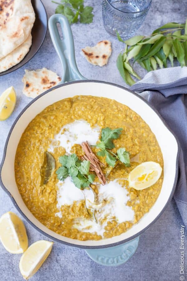 Red lentil dal recipe - this gloriously golden vegan dahl is the ultimate in comfort food | DeliciousEveryday.com