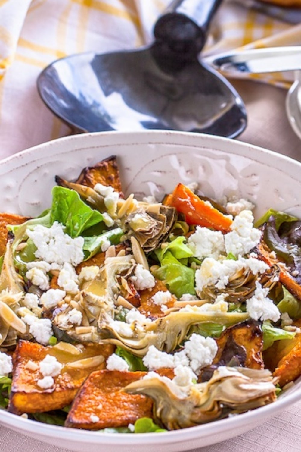 Roasted Butternut Squash, Artichoke & Goats Cheese Salad