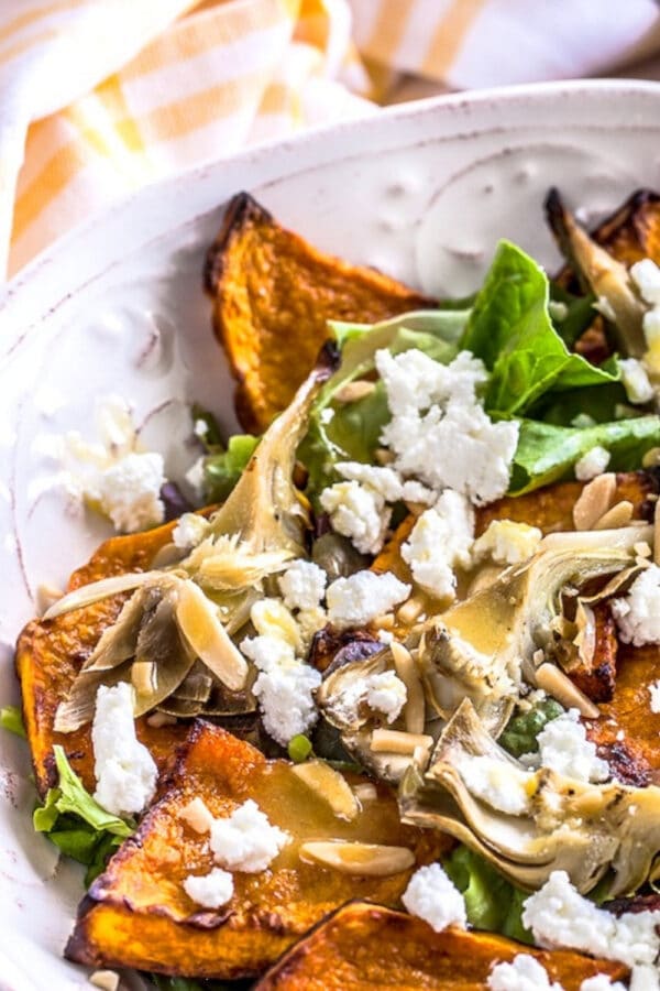 Roasted Butternut Squash, Artichoke & Goats Cheese Salad