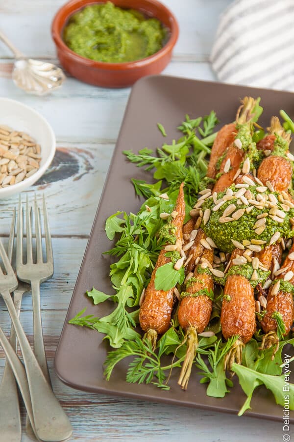 Roasted Carrots with Carrot Top Pesto