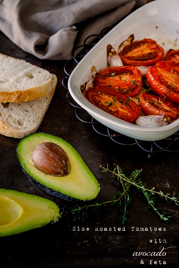 Slow roasted tomatoes with avocado and feta | deliciouseveryday.com