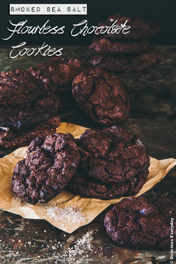 Gluten Free Smoked Sea Salt Flourless Chocolate Cookies recipe @deliciouseveryd| DeliciousEveryday.com