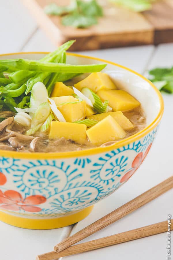 Soba Miso Soup with Chickpea Tofu recipe - vegan  |DeliciousEveryday.com