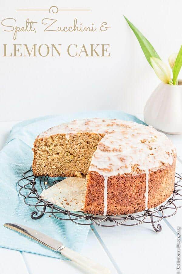 Spelt Zucchini and Lemon Cake recipe - a beautiful dairy free cake with a fresh zing of lemon | Get the recipe at DeliciousEveryday.com