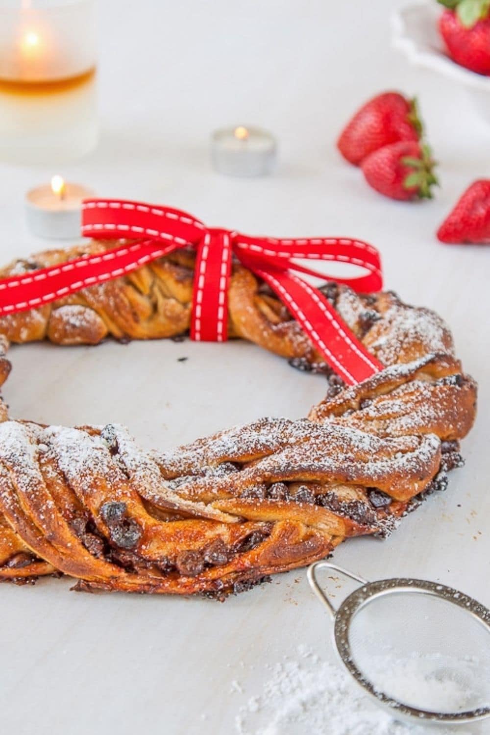 Strawberry and Chocolate Chip Christmas Wreath