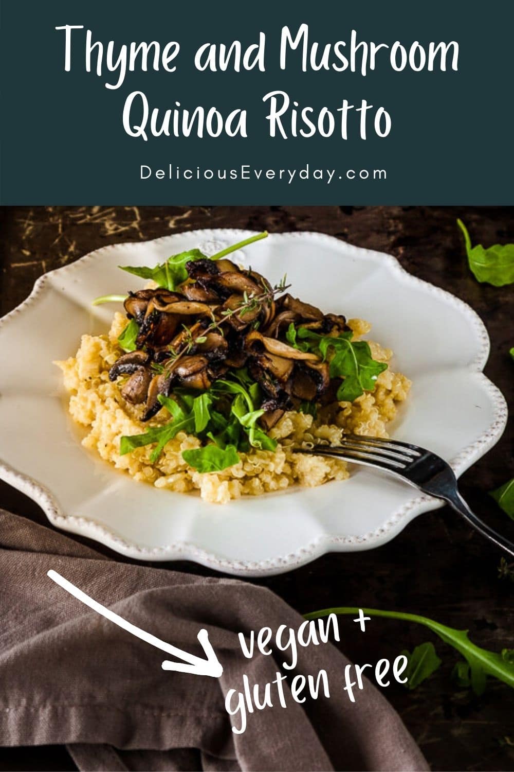 Thyme and Mushroom Quinoa Risotto {vegan and gluten free} - Oh My Veggies