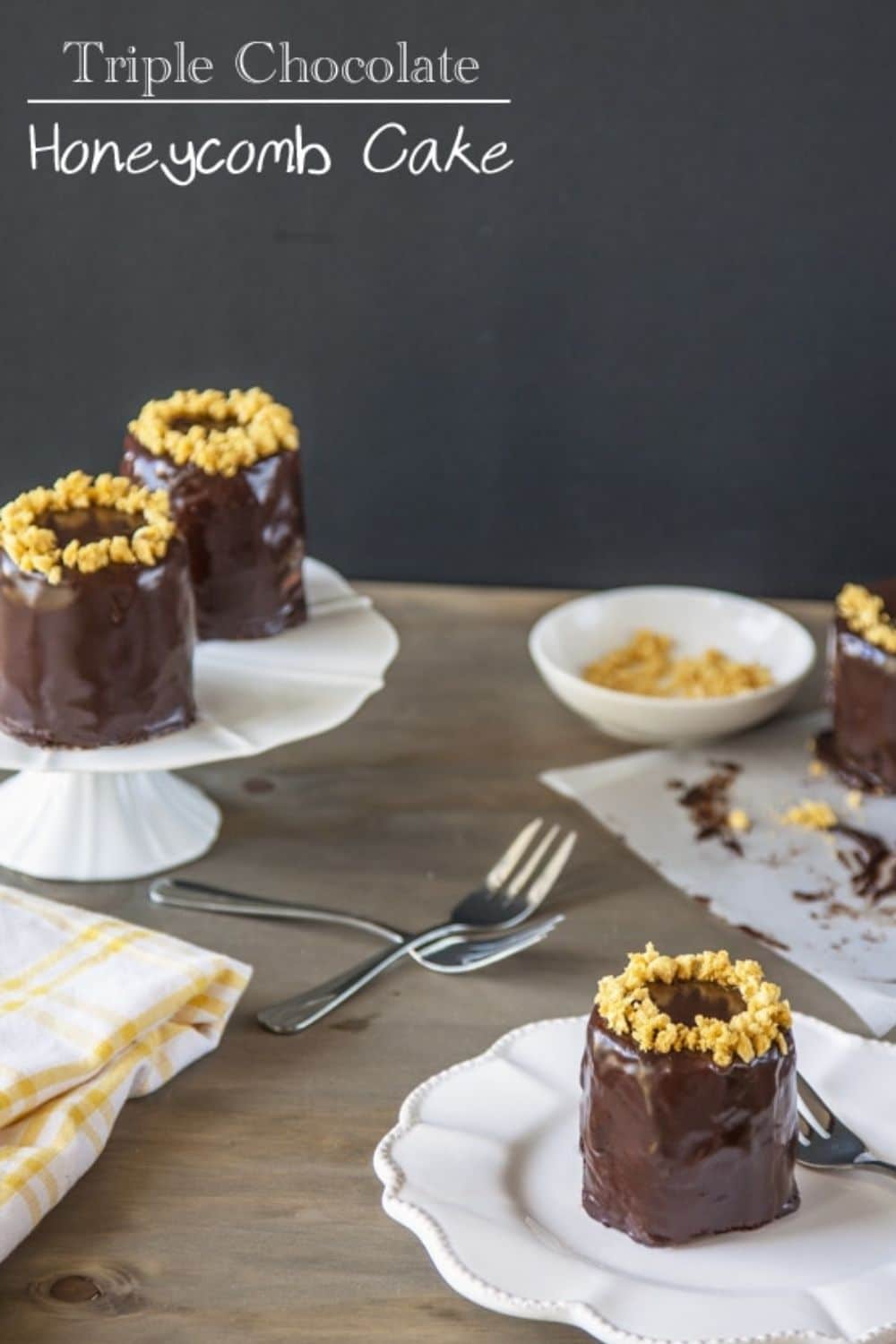 Choc-honeycomb birthday cake. My colleague turned 21 on Friday, I baked  this for her 😊 four layers of chocolate cake filled with dark chocolate  ganache and topped with homemade leatherwood honeycomb. So