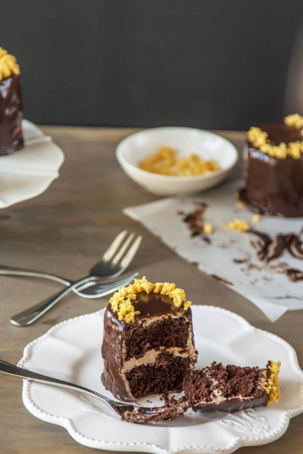 Triple Chocolate Honeycomb Cakes