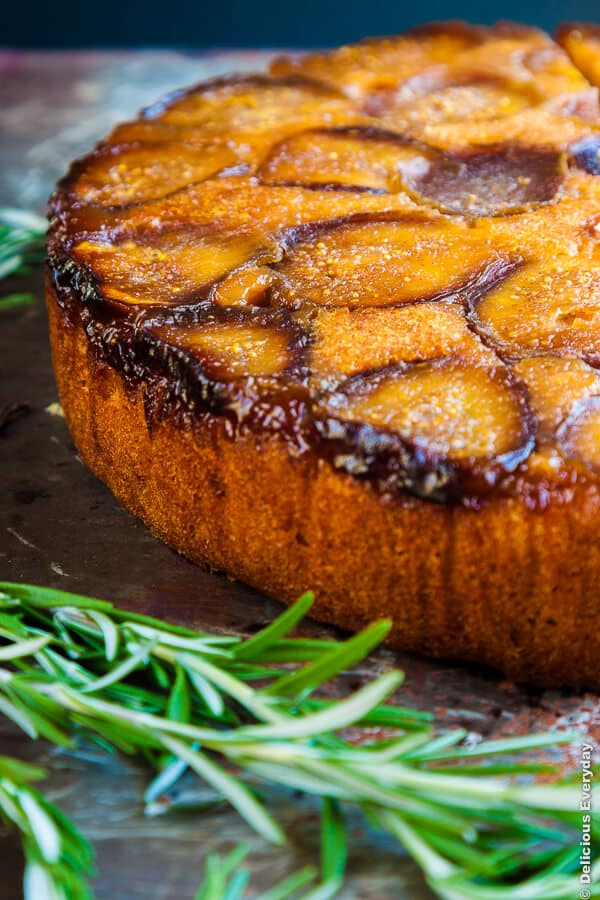 Honey and Rosemary Upside Down Fig Cake Recipe | DeliciousEveryday.com