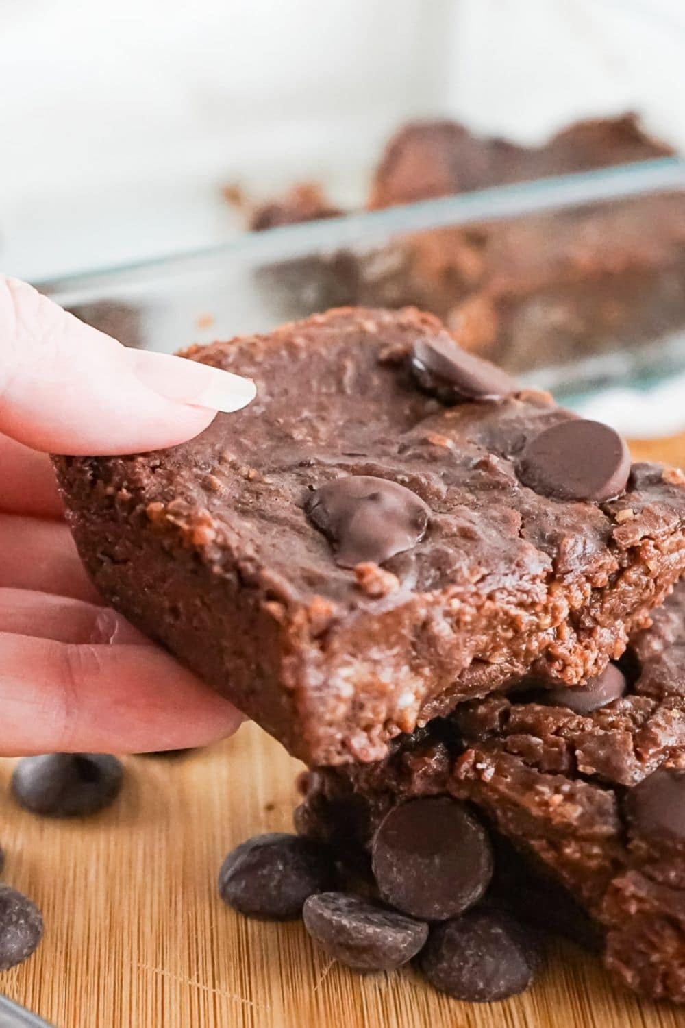 hand holding Vegan Black Bean Brownies