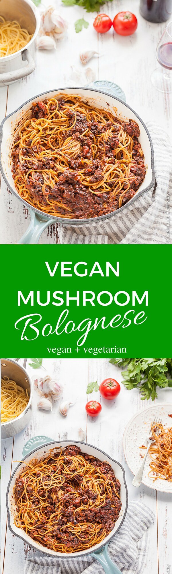 Vegan Bologonese Recipe - mushrooms steal the show in this delicious vegan spin on the classic, bolognese (known to the Italians as Ragu). | Click for the vegan spaghetti bolognese recipe