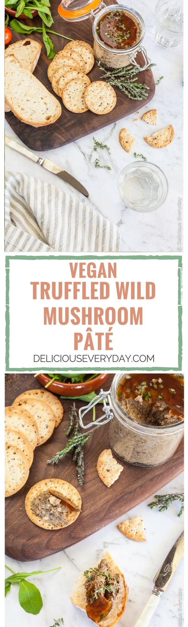 This gorgeous Mushroom Pate is a beautiful vegan pâté flavoured with wild mushrooms and a whisper of fragrant truffle oil. Serve with toasted sourdough and your favourite crackers, along with a glass of wine. 