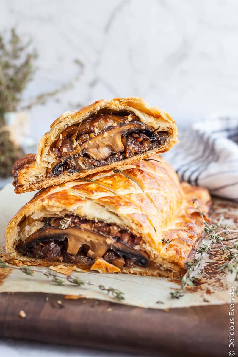 Flaky, Golden and Delicious this Vegan Mushroom Wellington is sure to take center stage at your Christmas feast