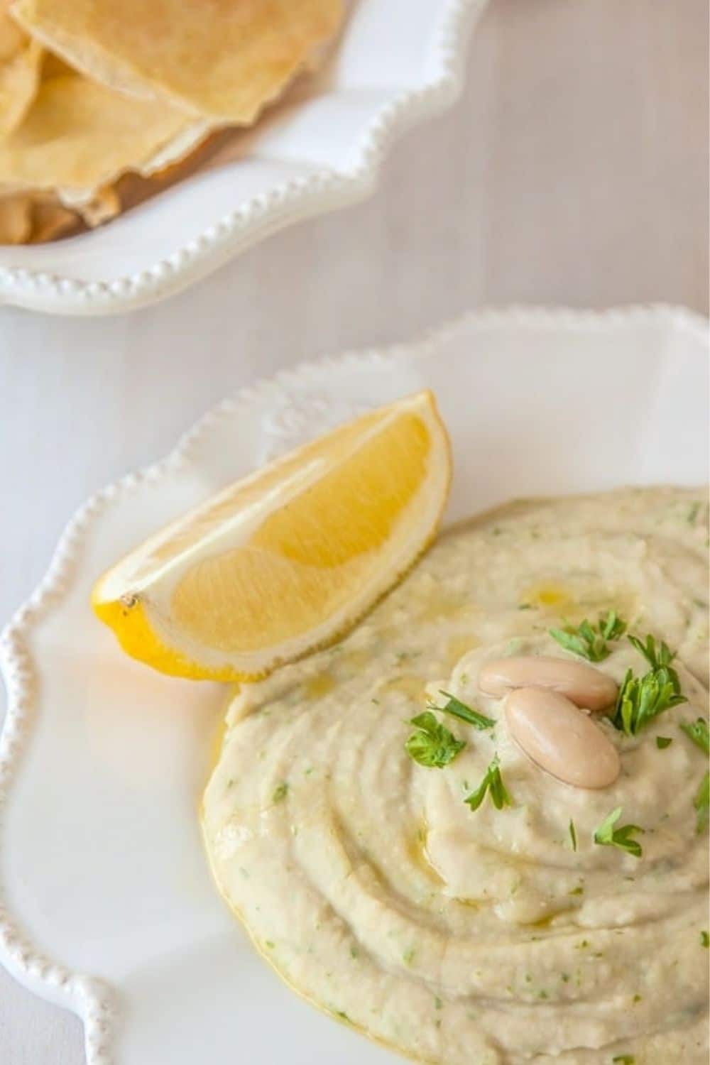 White Bean Dip with Sea Salt Pita Chips