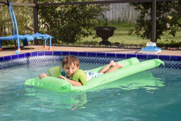 kids swimming at football party