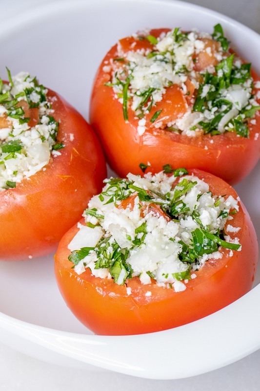 baked stuffed tomatoes close-up