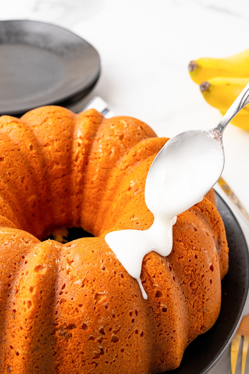 banana pound cake with glaze