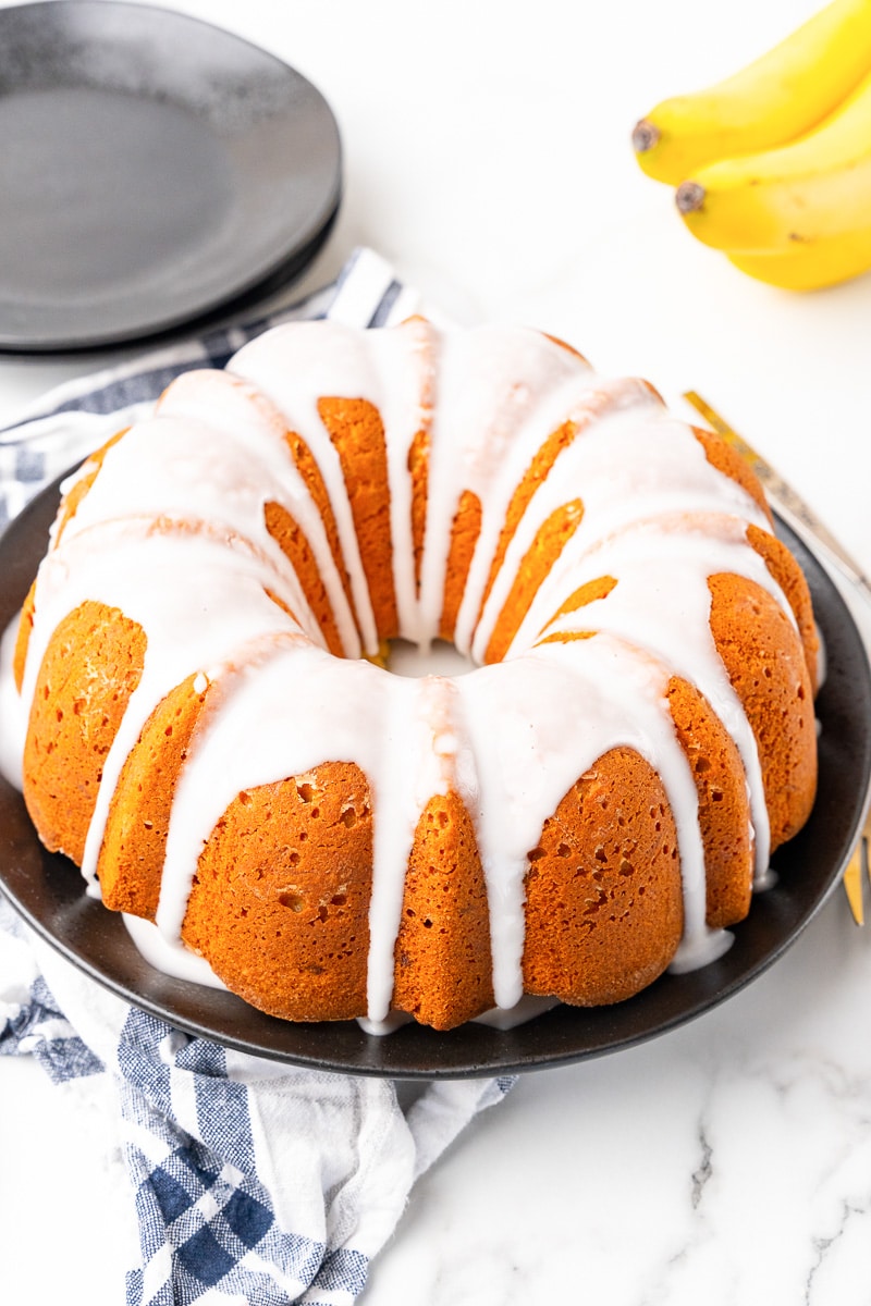 banana pound cake with glaze