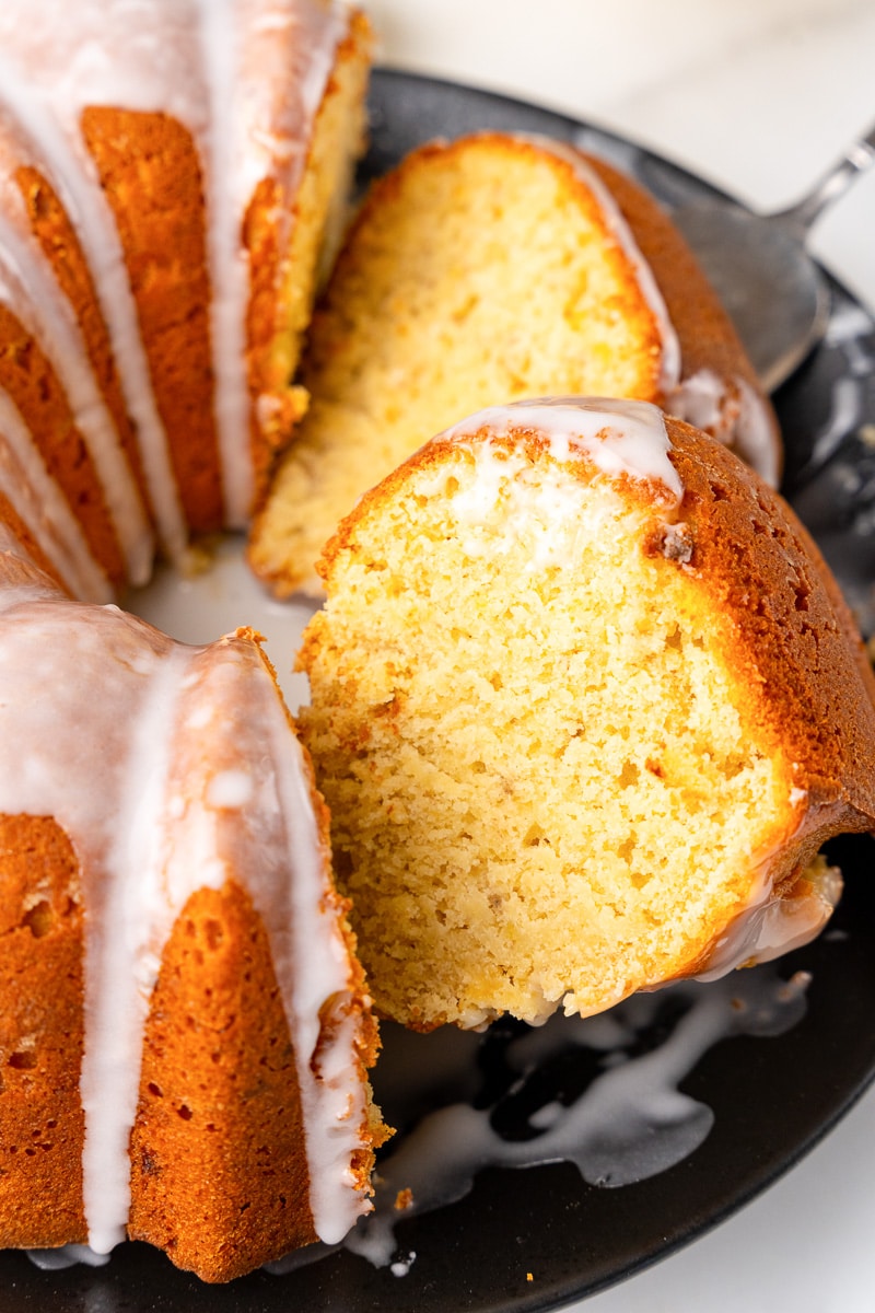 banana pound cake with glaze