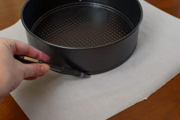 tracing parchment paper to line backing pan
