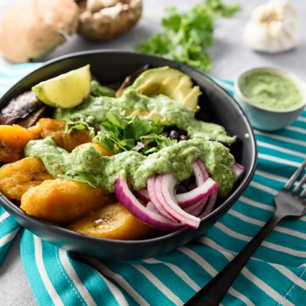 vegan buddha bowl being served