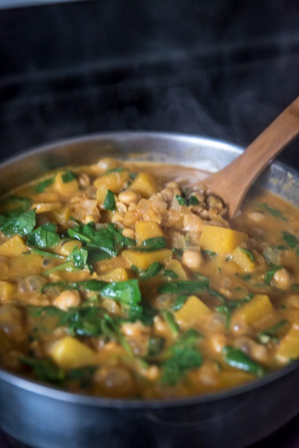 butternut squash curry cooking