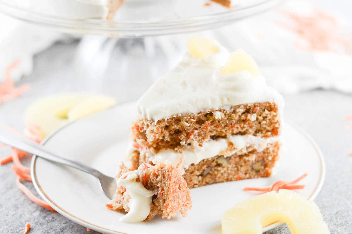slice of carrot cake with pineapple