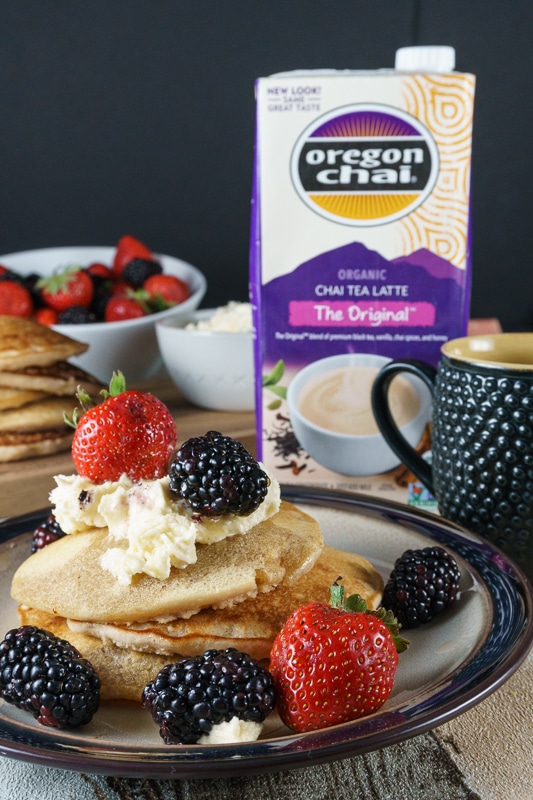 chai spiced pancakes being served for breakfast