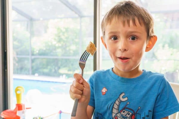 boy eating pancakes